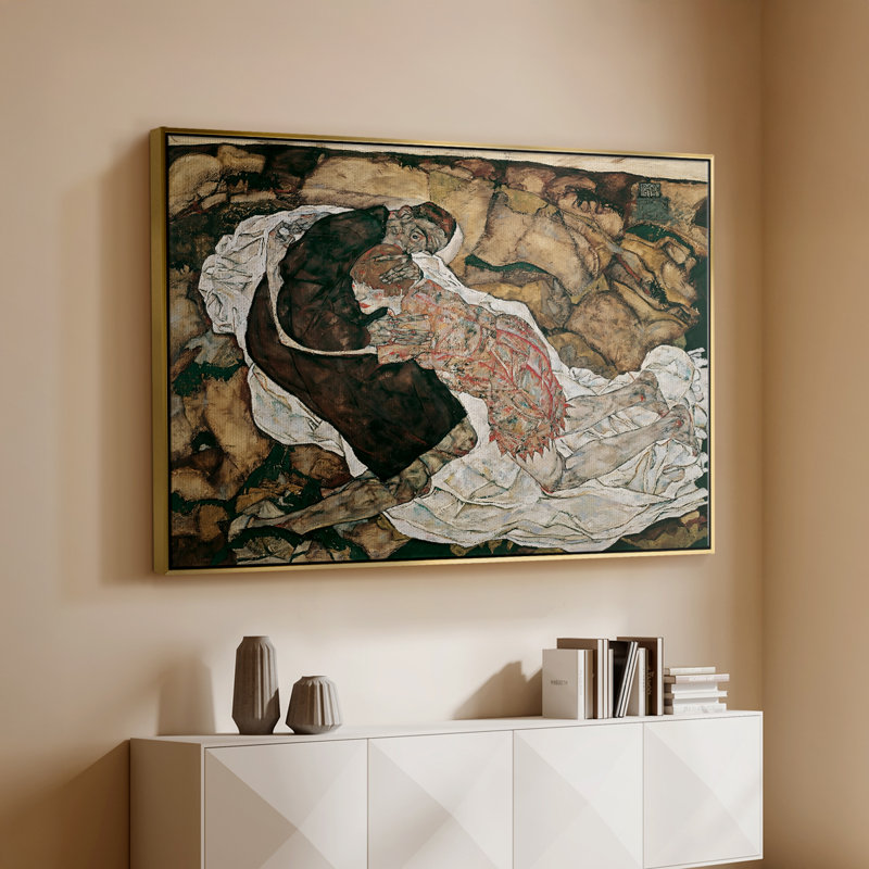 La mort et la jeune fille, 1915 - Egon Schiele, toile tendue avec châssis, 26 x 40, Doré
