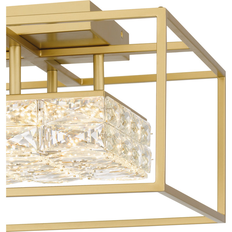 Glass LED Semi Flush Mount, Soft Gold