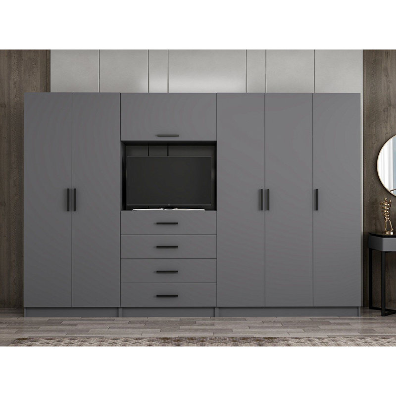 Elina Manufactured Wood Wardrobe, 210cm H x 225cm W x 52cm D