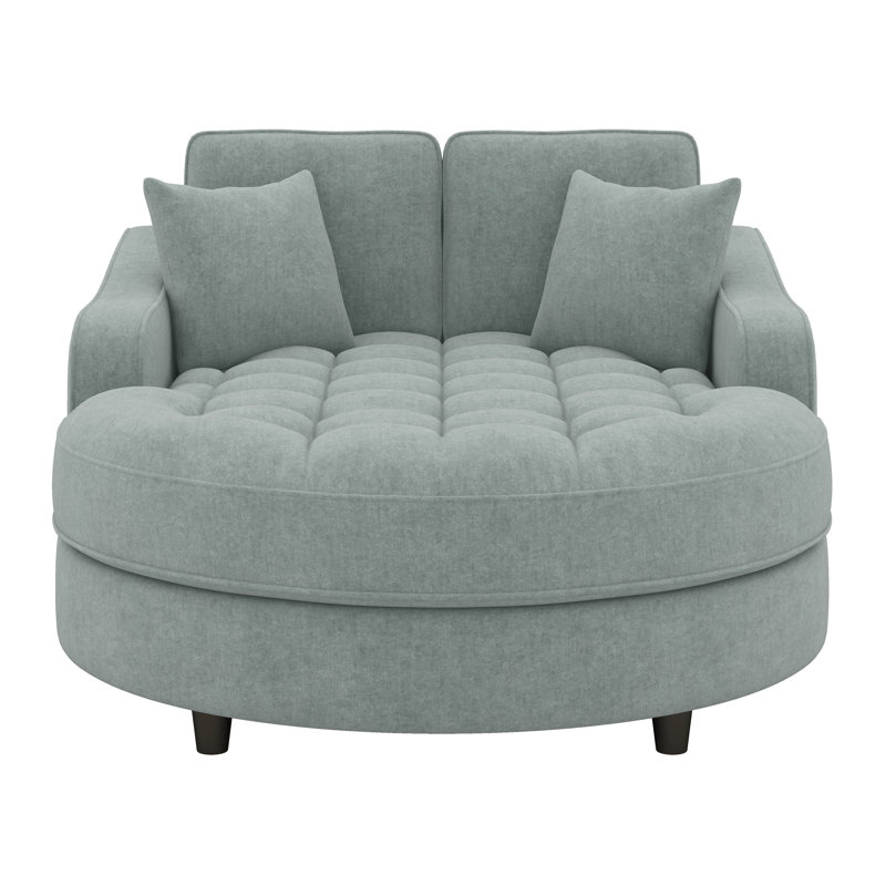 Très grande chaise longue d'intérieur moderne de 55 po, canapé-lit rembourré avec siège capitonné et coussins amovibles