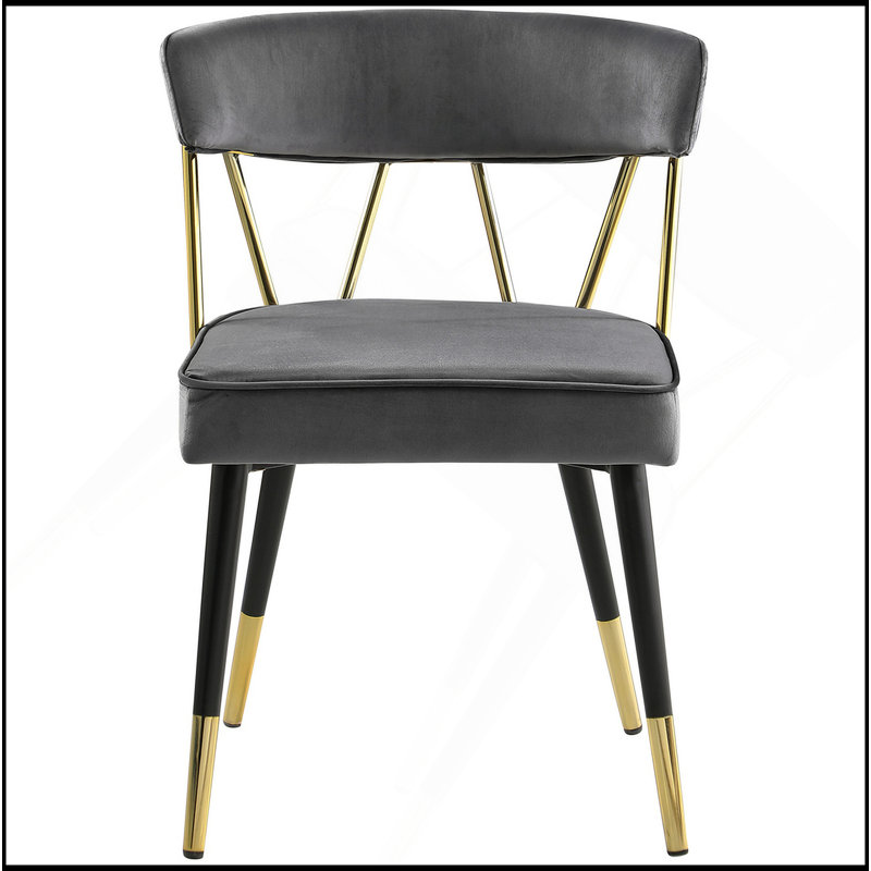 Chaise de salle à manger rembourrée Glam, Gris