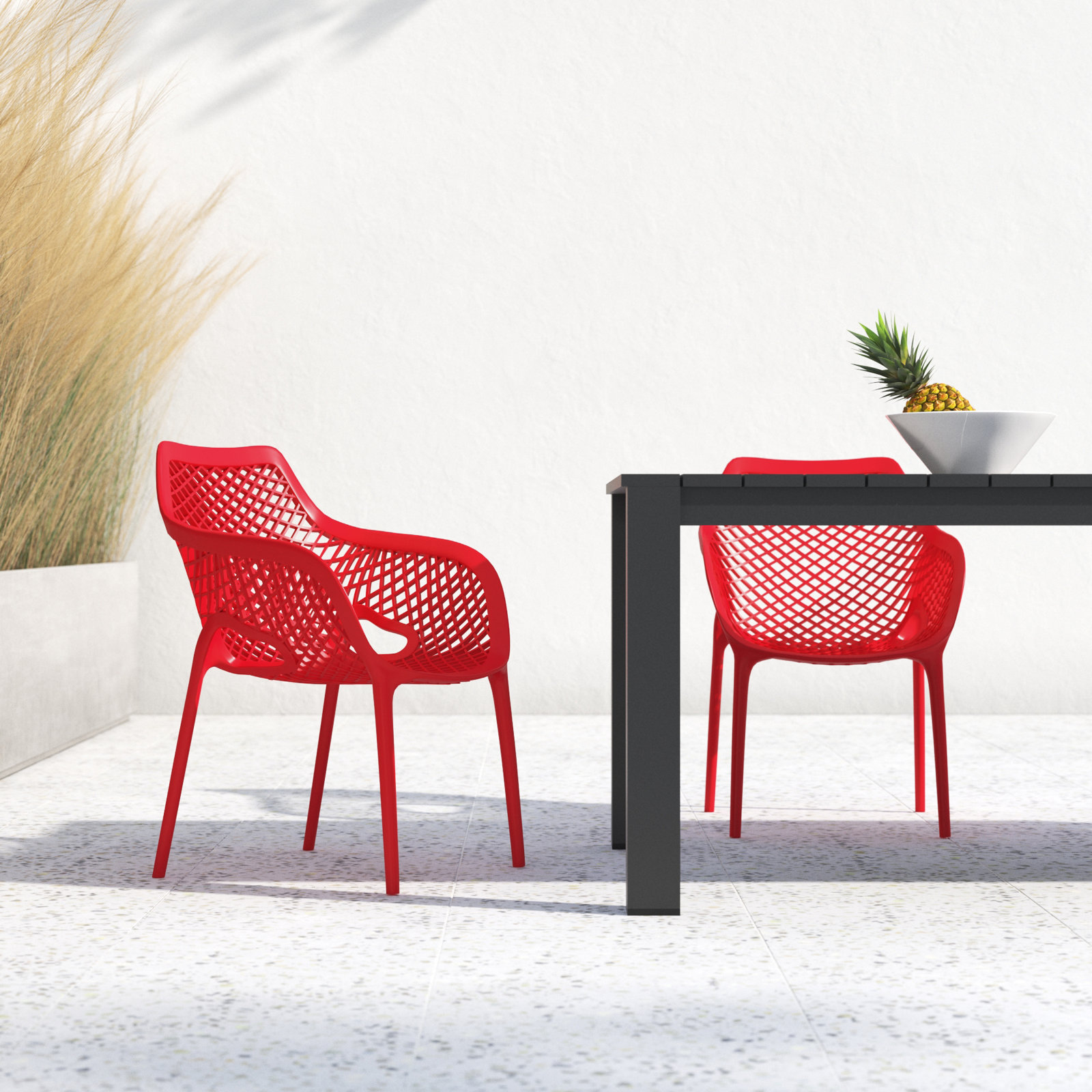 Farrah Stackable Patio Armchair, Red
