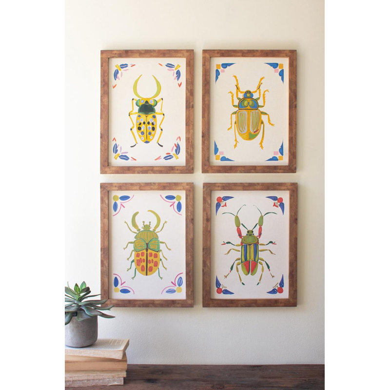 Ensemble de quatre peintures encadrées