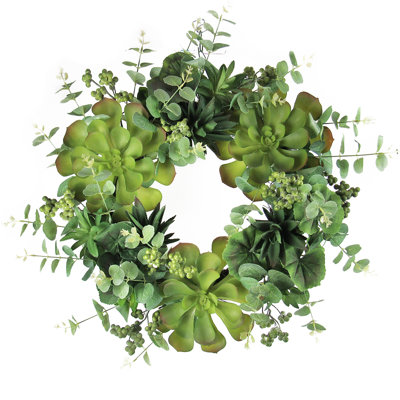 18" Mixed Succulent Eucalyptus Wreath