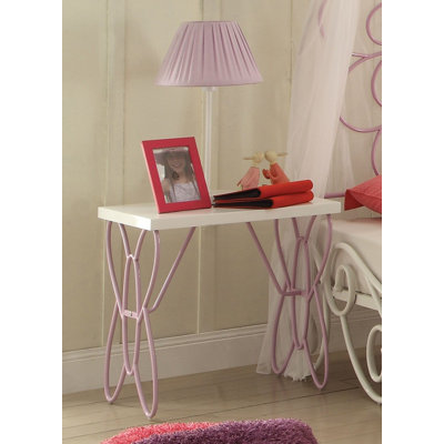 Table de chevet blanche et mauve clair