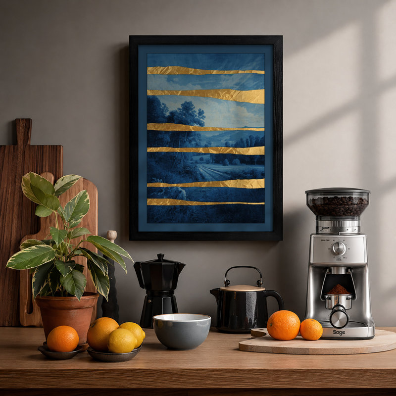 Layered Horizon Modern - Framed Print, A1 - 84.1 x 59.4 cm, Black
