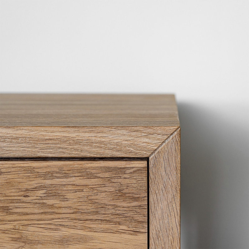 Eck - Scandinavian Style Oak Solid Wood Floating Nightstand With 1 Drawer
