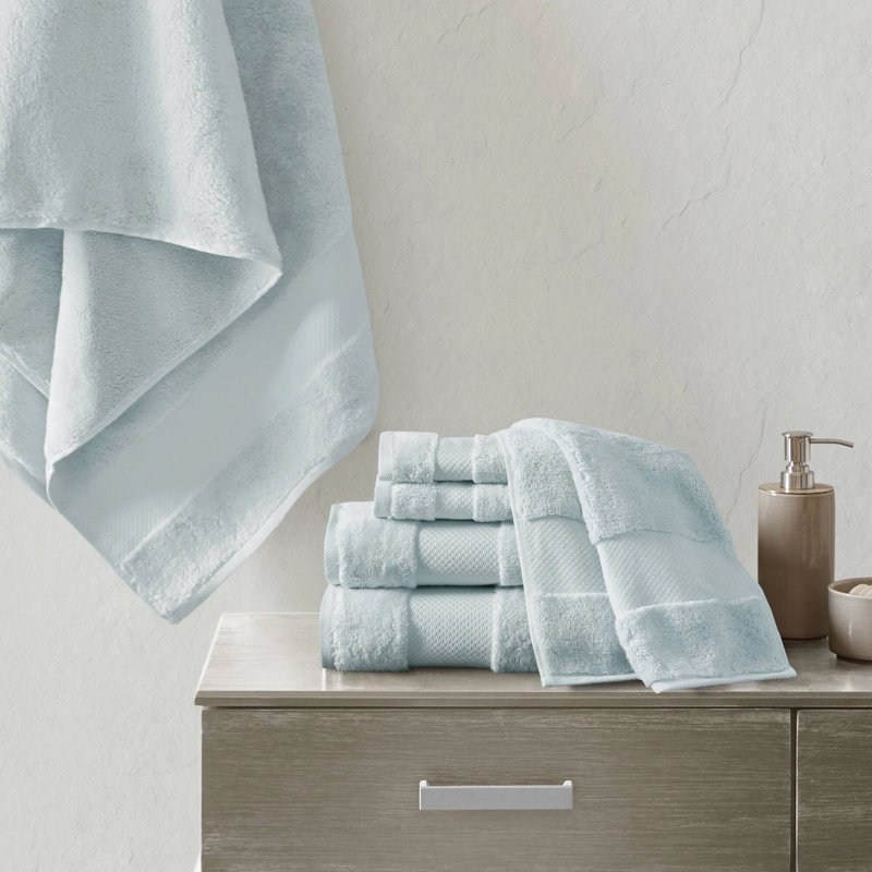 Ensemble de serviettes surdimensionnées 100% coton Turkish, Bleu clair, Ensemble de serviettes 6 pièces