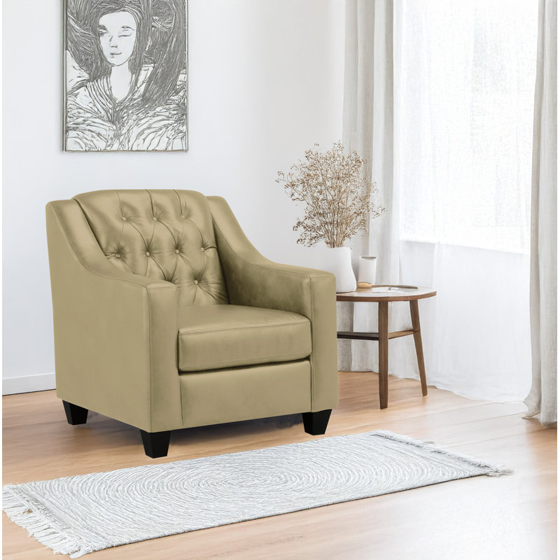 Debolt Upholstered Armchair, Tan Leather Match