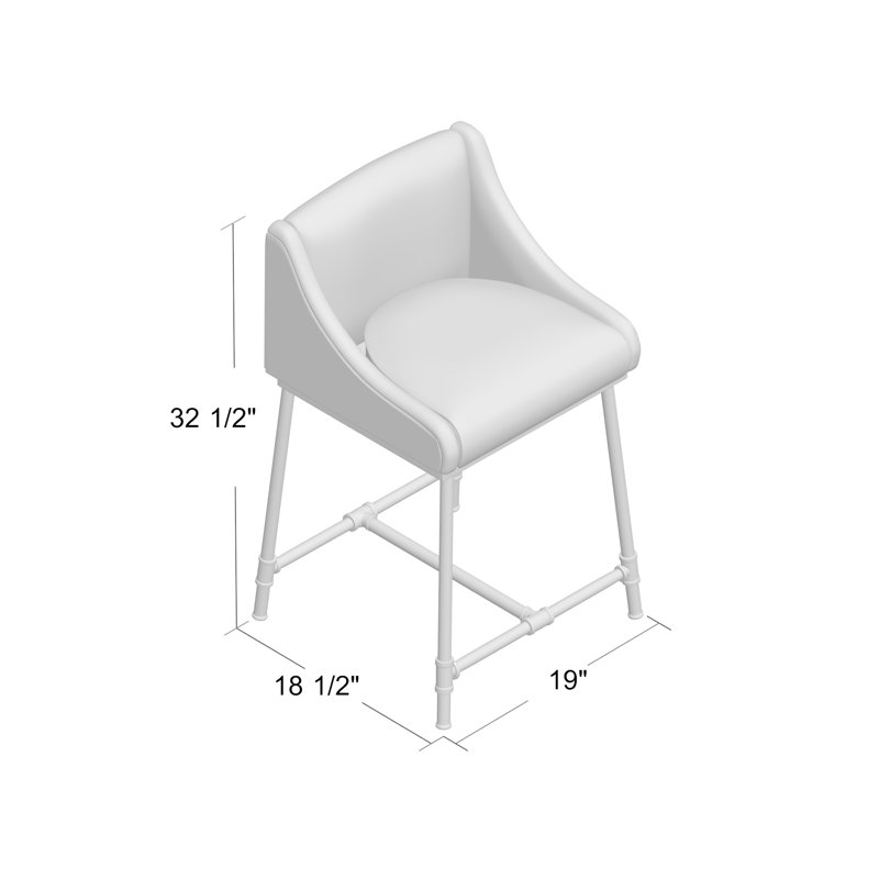 Upholstered Stool with Metal Frame, Linen 