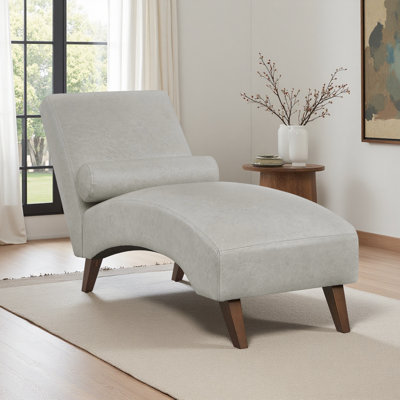 60" Length Upholstered Chaise Lounge with Bolster Pillow