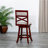 30" Bar Height X-Back Swivel Stool, Cherry Finish, Beige Fabric Seat-3364889-3364893