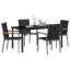 5 Piece Garden Dining Set Black PVC-coated polyester