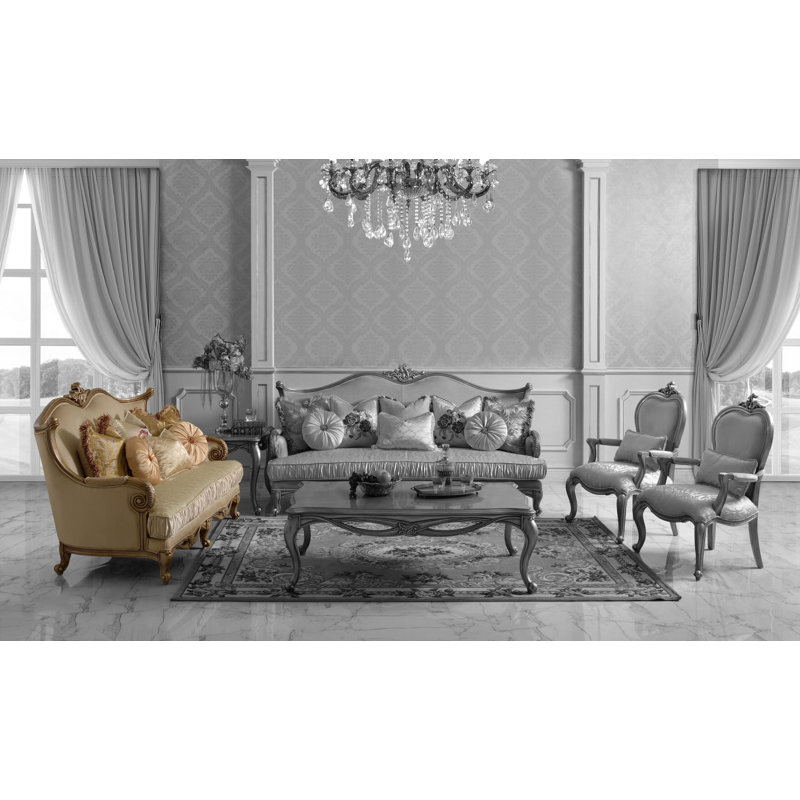 Canapé victorien Czajkowski, Velours beige, H 46,5 po x l 71 po x P 39 po