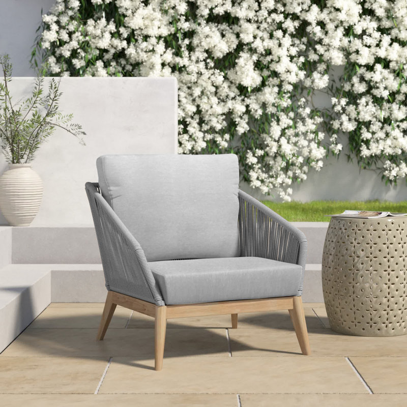 Bowery Acacia Outdoor Lounge Chair, Gray