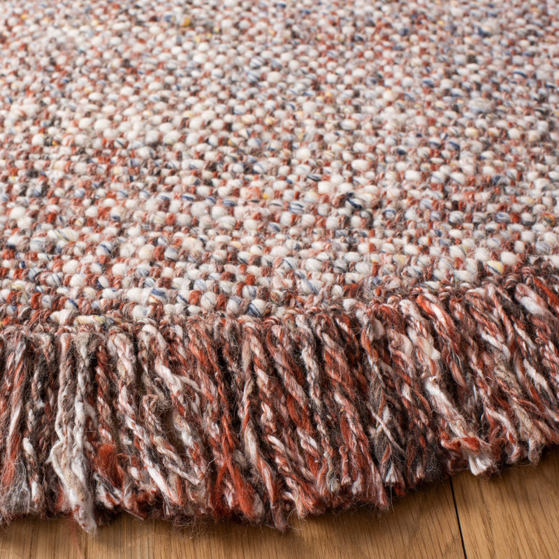 Tapis gris / rouille en laine tissé à la main, Rectangle de 5 pi x 8 pi