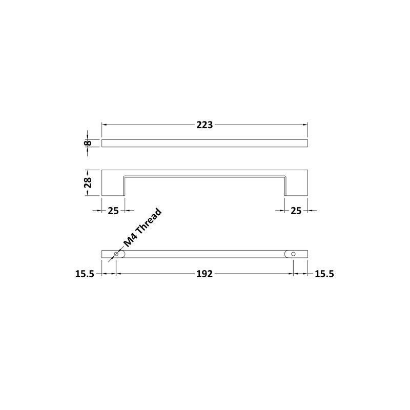 D Handle 192mm - Brushed Pewter