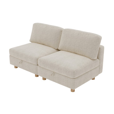 Canapé modulaire modulaire, canapé convertible avec rangement, ensemble de canapés en tissu pliant multifonctionnel, canapé 2 places (beige)