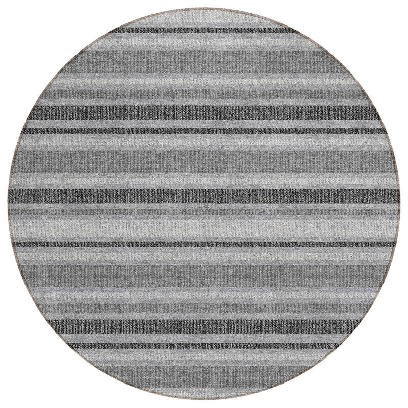 Lovell Washable Striped Indoor / Outdoor Rug, Round 8'