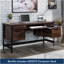 Ensemble de bureau d'ordinateur et bahut, finition brune
