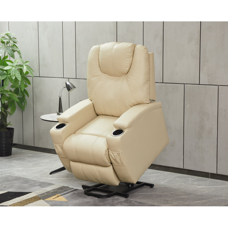 Fauteuil inclinable électrique en cuir Vegan, Similicuir beige