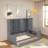 Multi-Functional Daybed with Desk, Shelves, Cabinets and Drawers, Space-Saving Bed Frame with Storage, Reversible Layout, Wood Frame for Bedroom, Apartment, Home Office-112651672-112651673