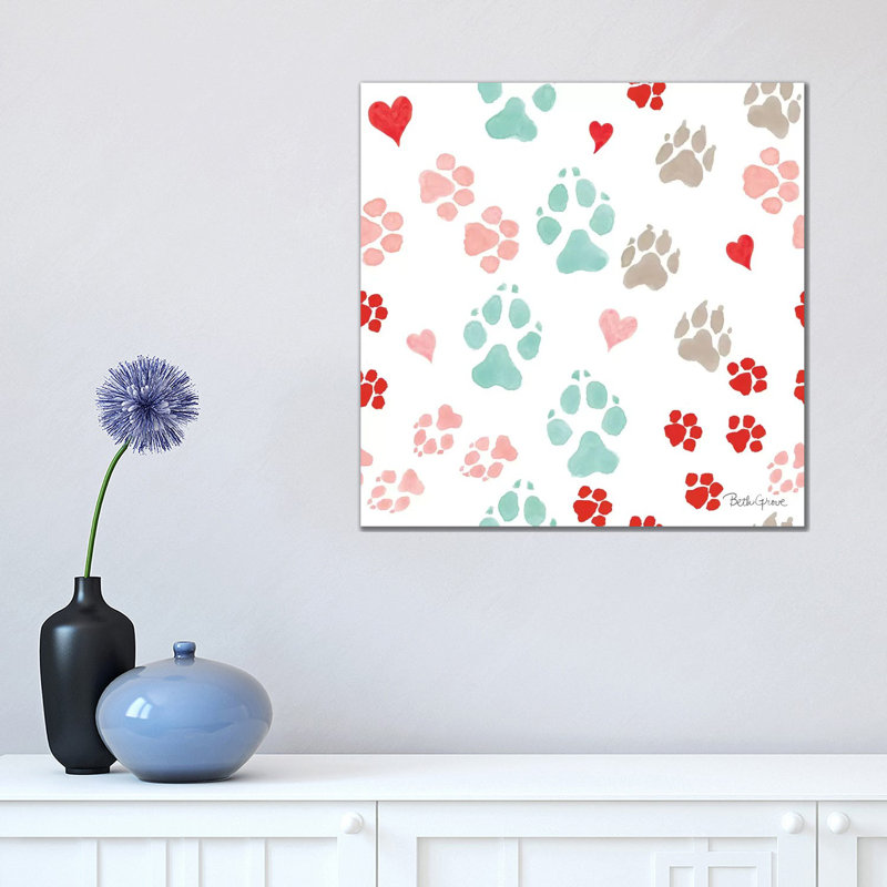Paws Of Love Pattern IIIA by Beth Grove - Wrapped Canvas Print, 45.72 cm H x 45.72 cm W x 3.175 cm D