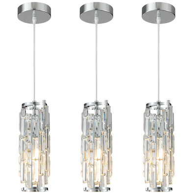 Taveyon Crystal Cylinder Pendant Lights Kitchen Island