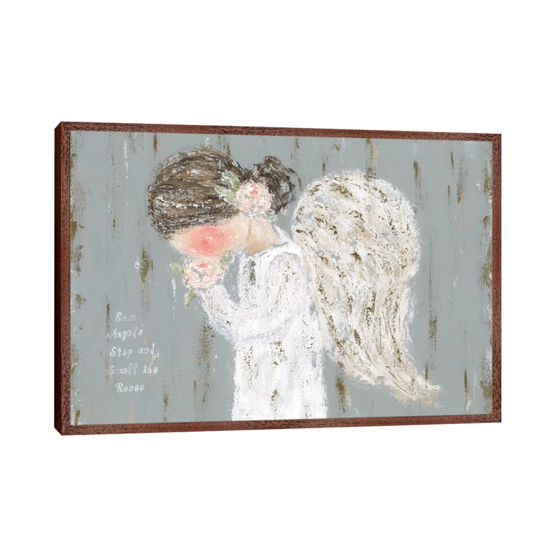 Stop And Smell The Roses by Ashley Bradley - Painting on Canvas, Classic Brown Wood Framed Canvas, 101.6 cm H x 66.04 cm W