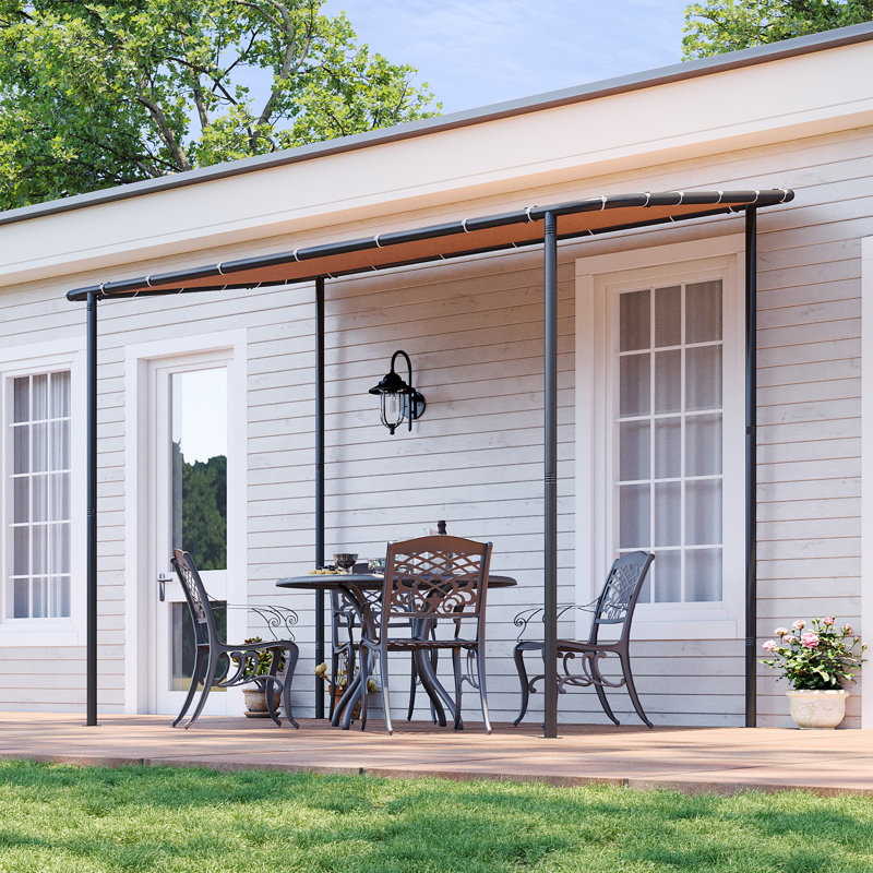10 Ft. W X 6 Ft. D Lean To Gazebo Outdoor Pergola, 96" H x 120" W x 72" D