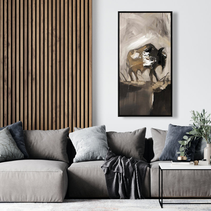 Toile abstraite encadrée avec des buffles abstraits | Décoration intérieure