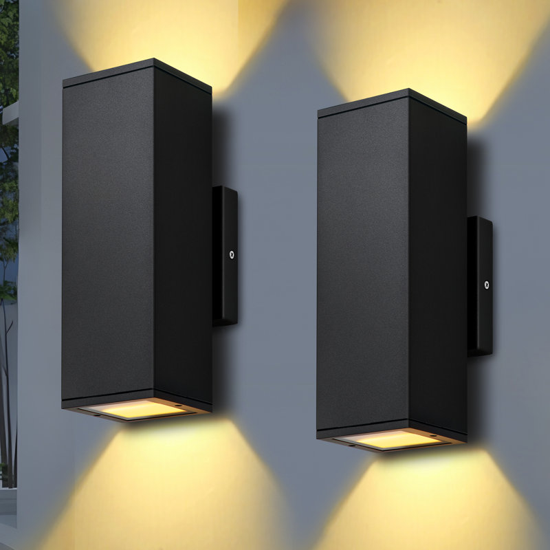 Luminaires muraux d'extérieur modernes, luminaires de véranda haut et bas pour patio, garage, extérieur - paquet de 2, NON