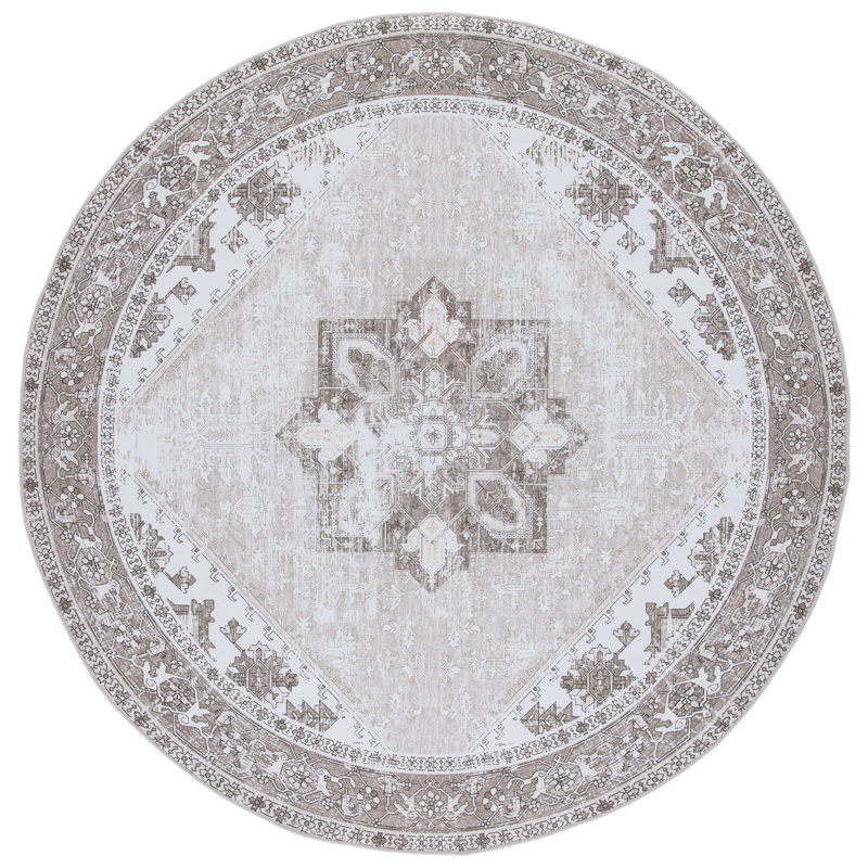Tapis oriental sauge / ivoire Delvecchio, Rond 6 pi