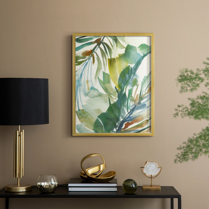Paradise Memory II Framed Print - Solid Wood, 21" H x 17" W, Gold