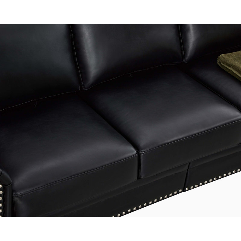Canapé de salon Classic, Black Faux Leather