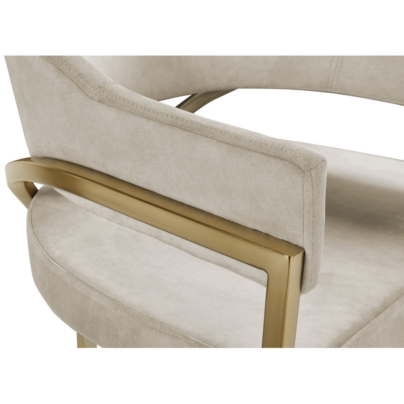 Chaise en velours Kirsi, Doré, Velours pierre