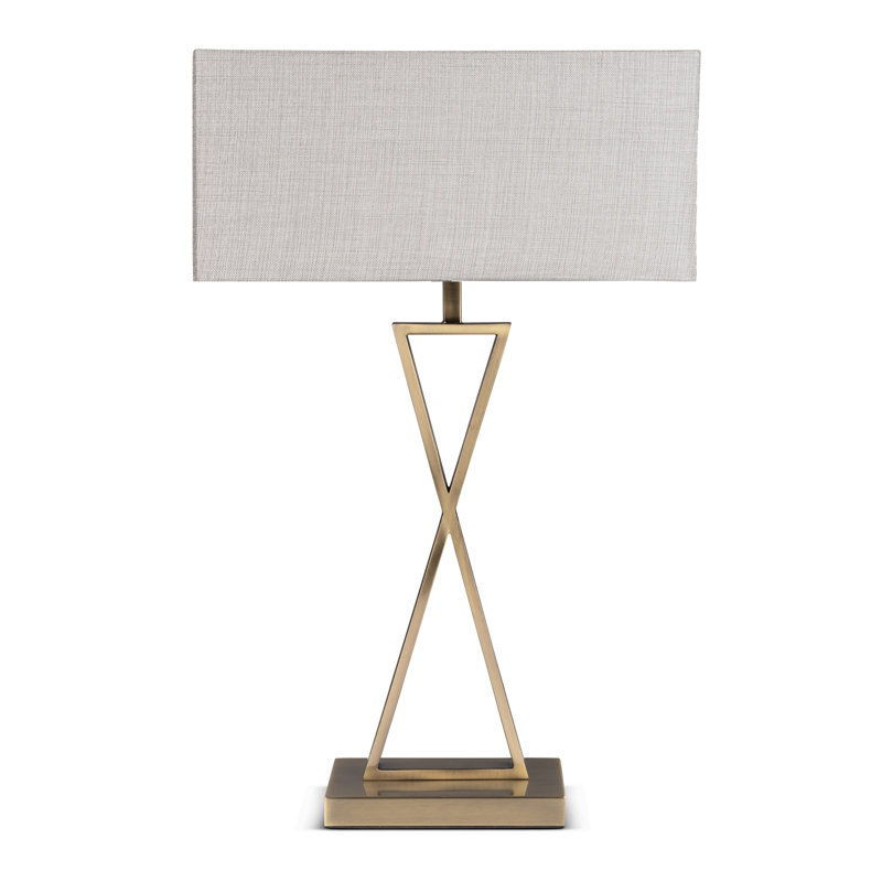 Avory 64cm Rectangle Metal Narrow Table Lamp, Antique, Grey