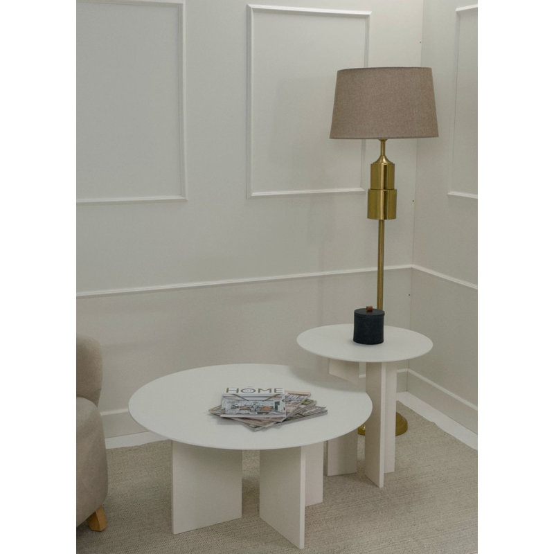 Modern Coffee Table Set (2 Pieces), Cream Color, Large Table: 31.5 x 16.5 x 31.5 inches | Small Table: 19.7 x 17.7 x 19.7 inches | 100% MDF, Thickness: 0.71 inches | Stylish & Functional Design for Living Room