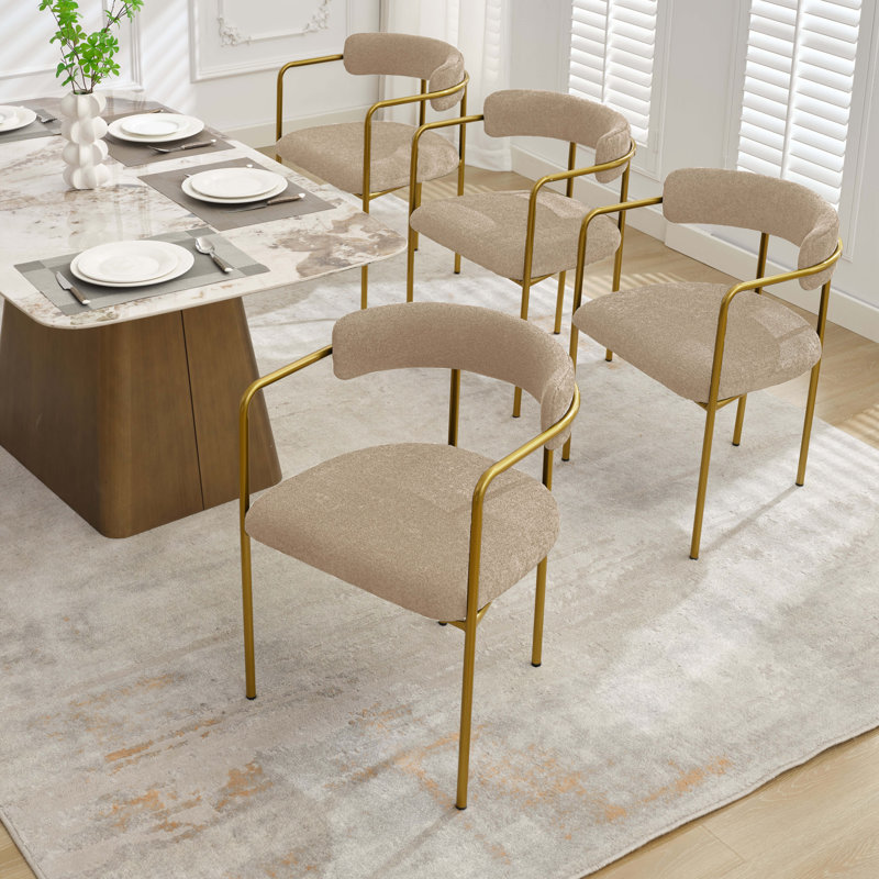 Chaise de salle à manger rembourrée Modern, 4, Taupe, Doré