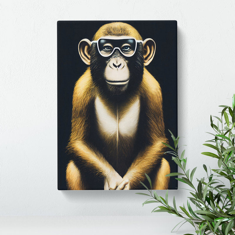 Clever Monkey - Wrapped Canvas, 50cm H x 35cm W