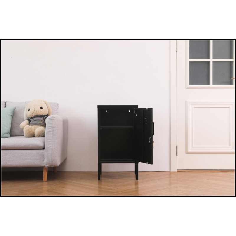 A Multi-Functional Metal Storage Cabinet With A Height Of 27.17 Inches, Black