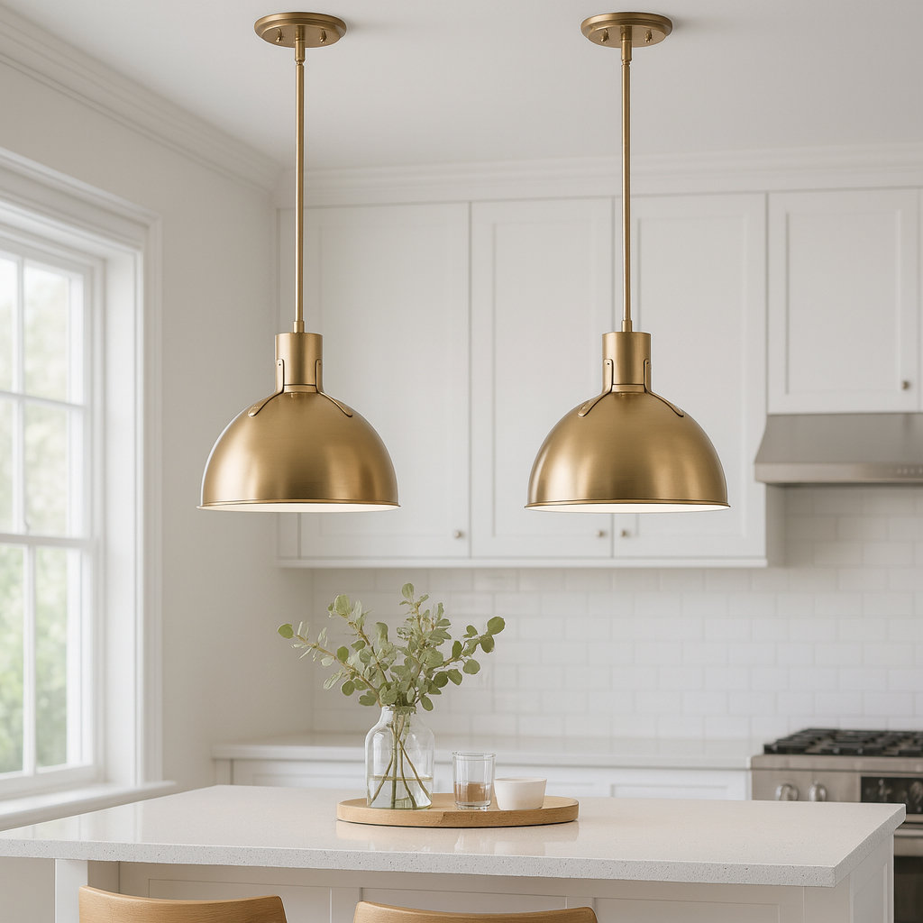Clendon 1 - Light Single Dome Pendant, 12.25" H x 14" W x 14" D, Heritage Brass, Heritage Brass