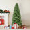 Sapin de Noël fin pré-éclairé, vert, sapin artificiel «Feel Real», lumières blanches, charnière en métal, base pliable