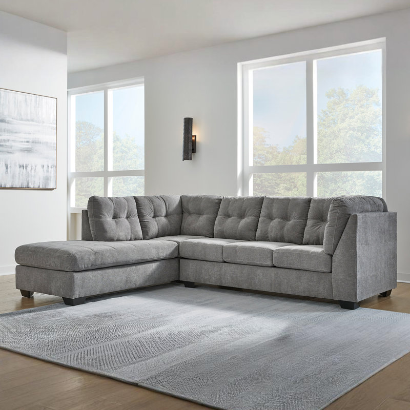 Canapé modulaire rembourré 6 pièces Ikumi, 100 % polyester gris, Accoudoir à gauche (vu de face)
