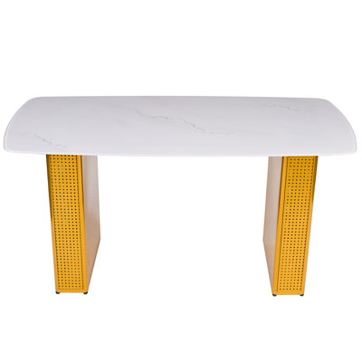 Modern Rectangular Tempered Glass Dining Table