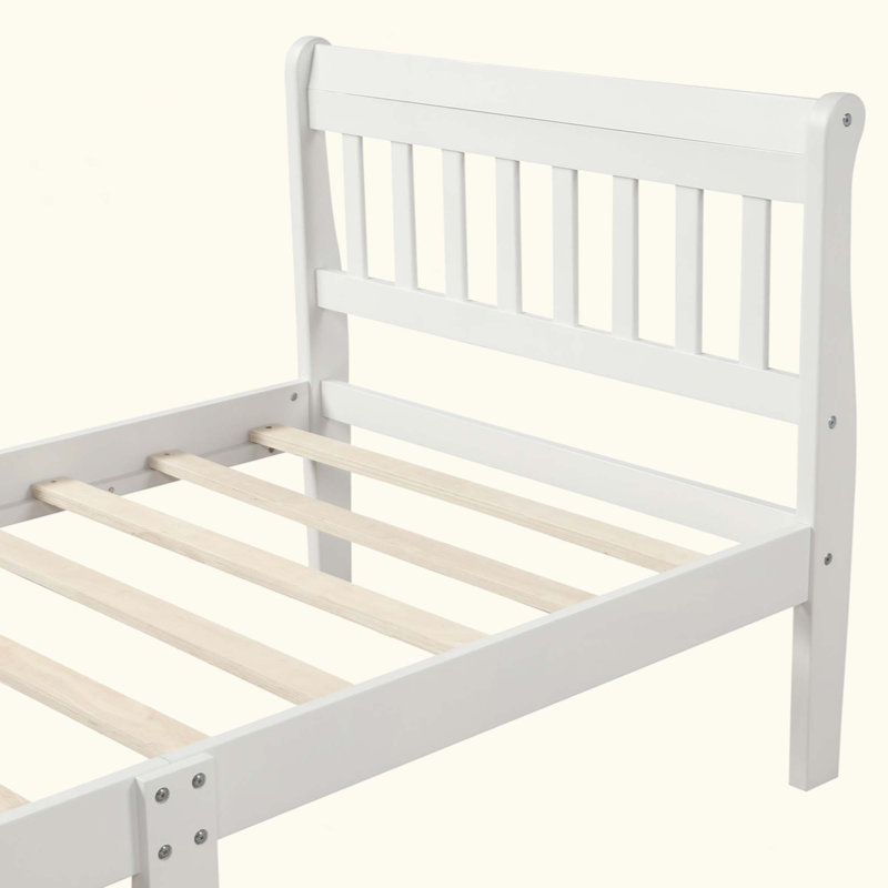 Lit plateforme en bois avec lit plateforme, Blanc