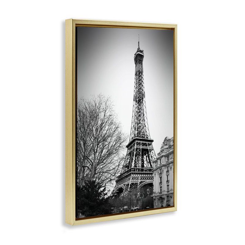Paysage de la Tour Eiffel imminente, H 31 po x l 21 po, Cadre flottant gris lustré