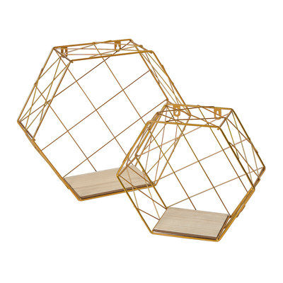 Ireles 2 Piece Hexagon Metal Accent Shelf
