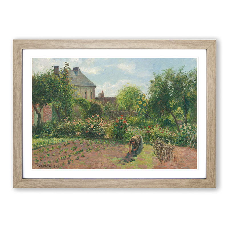 Garden at Eragny by Camille Pissarro - Framed Print, 48cm H x 65cm W x 2cm D, Oak Framed