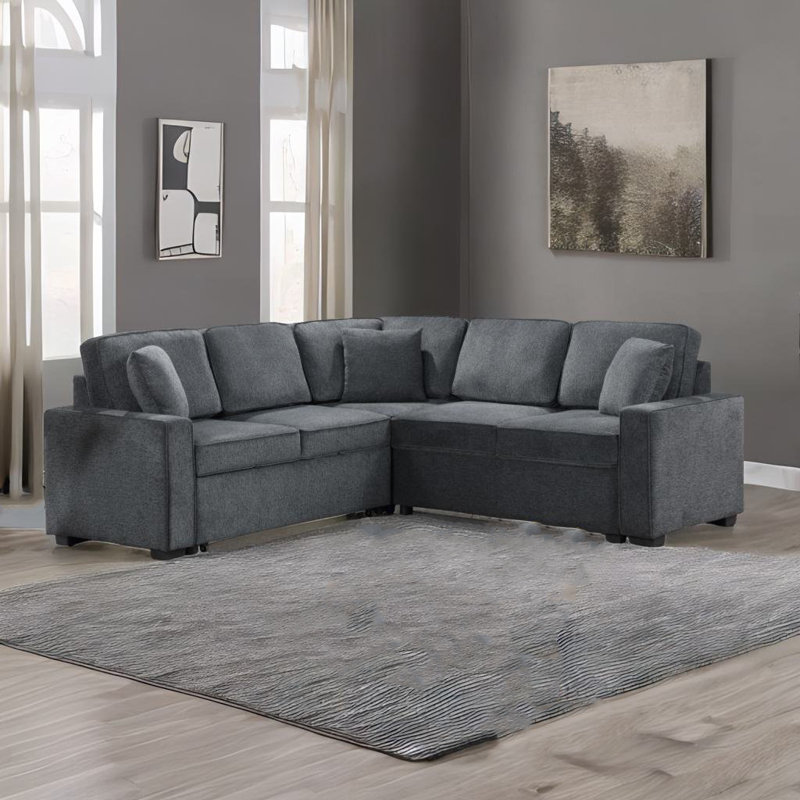 Nael Upholstered Curved Sectional Symmetrical, Gray Chenille
